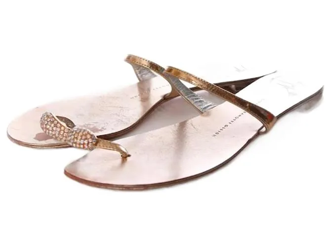 Giuseppe Zanotti, sandalias con piedras swarovski Dorado 