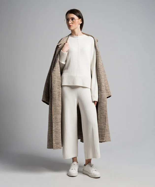 JOSEPH White culottes with silk and cashmere
