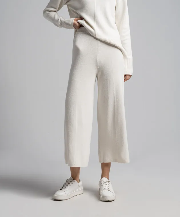 JOSEPH White culottes with silk and cashmere