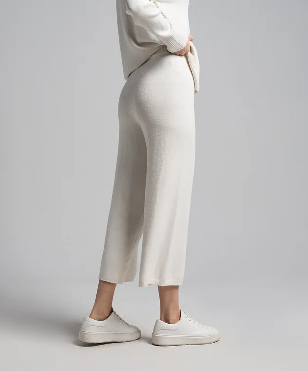 JOSEPH White culottes with silk and cashmere