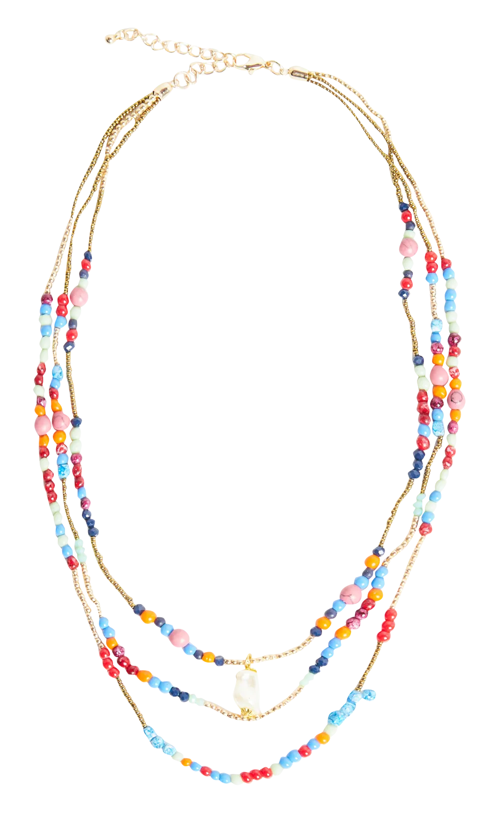 LA FEE MARABOUTEE Collar de varias vuelta de piedras en azul