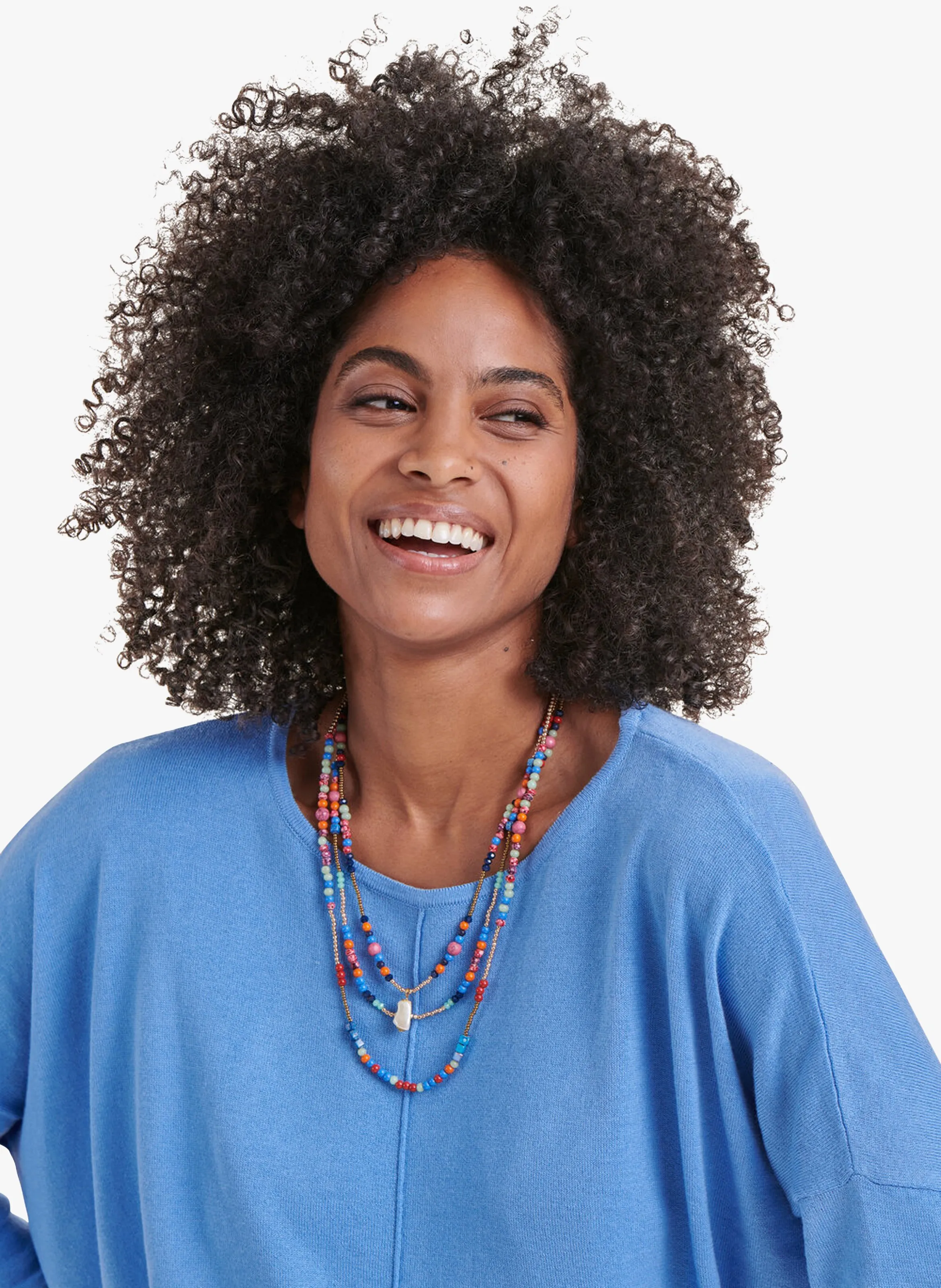 LA FEE MARABOUTEE Collar de varias vuelta de piedras en azul