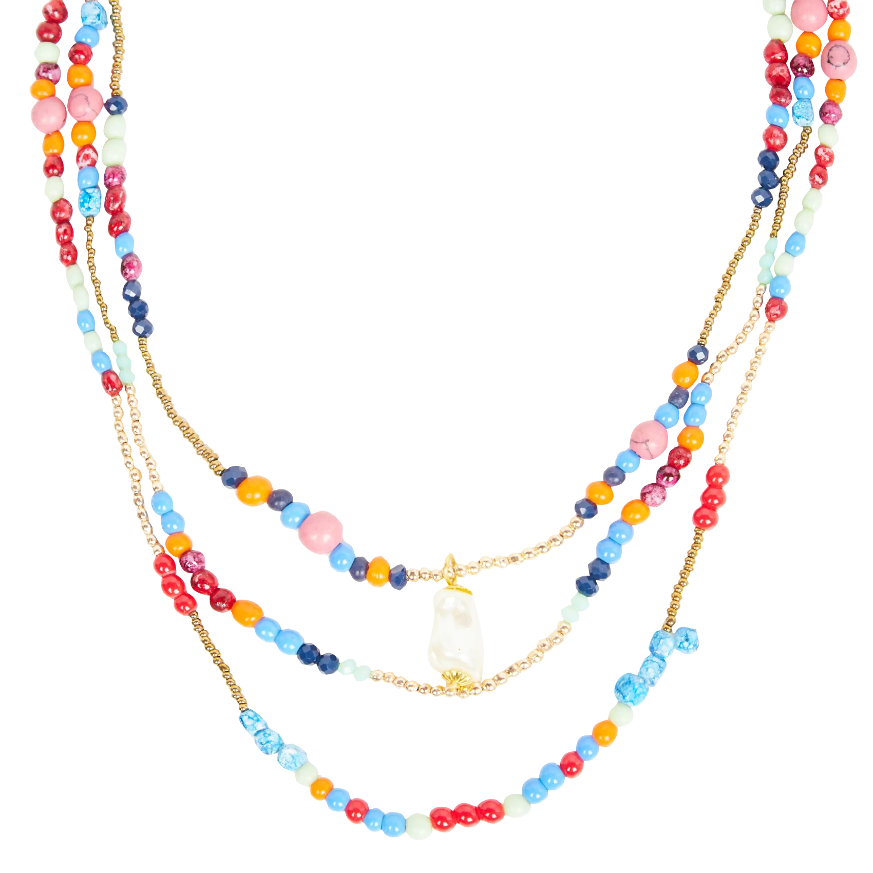 LA FEE MARABOUTEE Collar de varias vuelta de piedras en azul