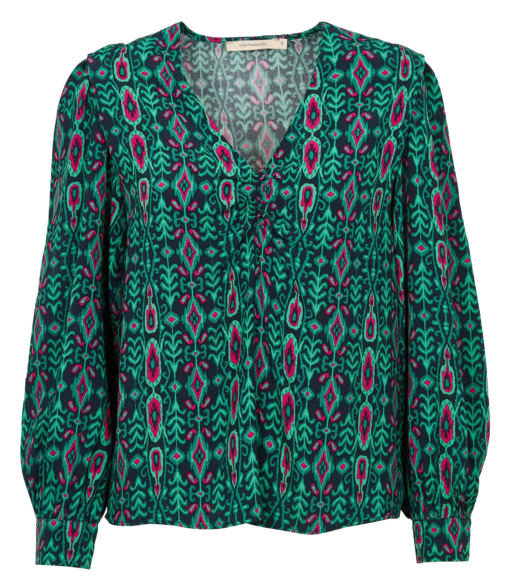 LA FEE MARABOUTEE Top holgado con cuello de pico estampado en verde