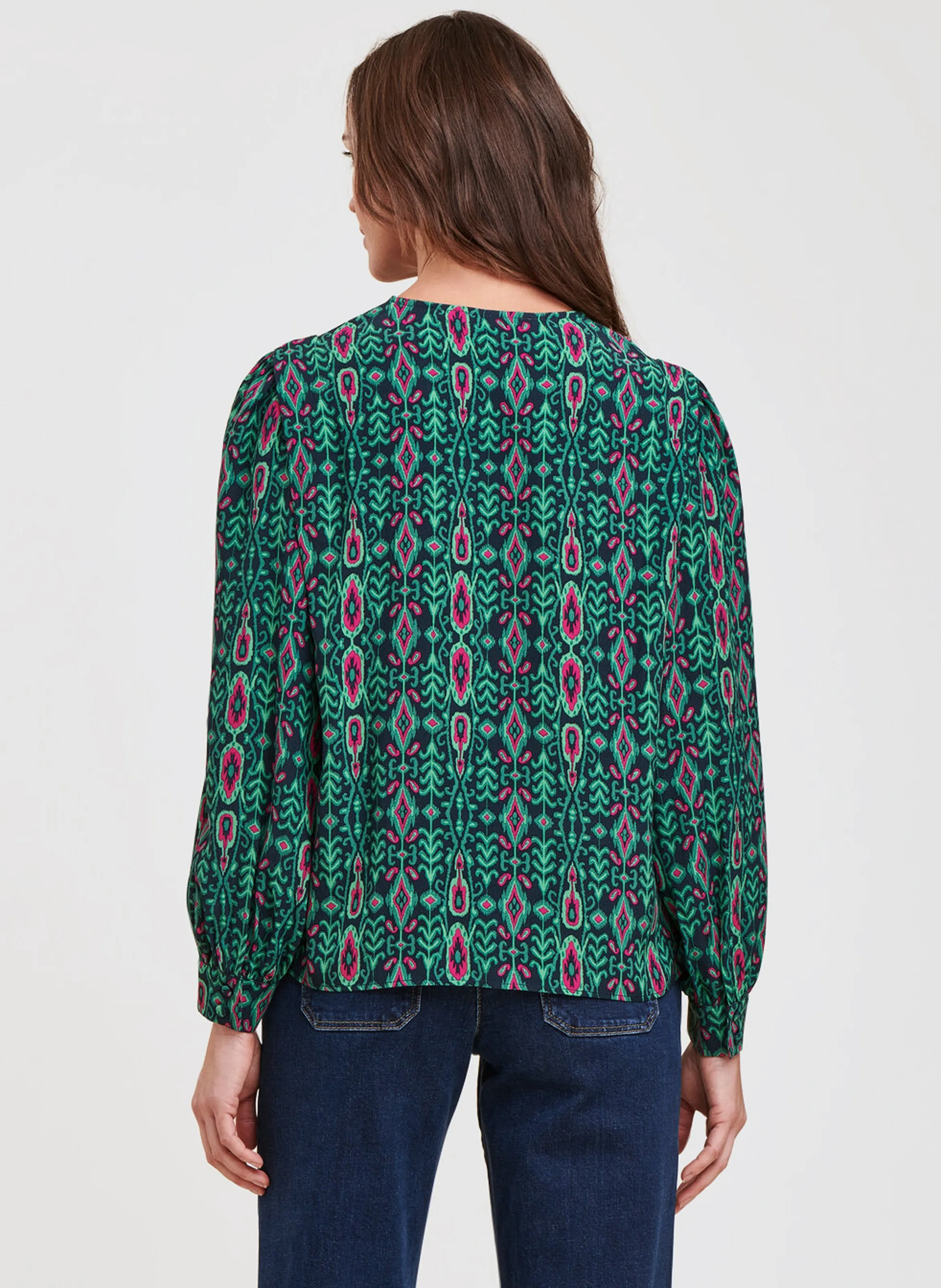 LA FEE MARABOUTEE Top holgado con cuello de pico estampado en verde
