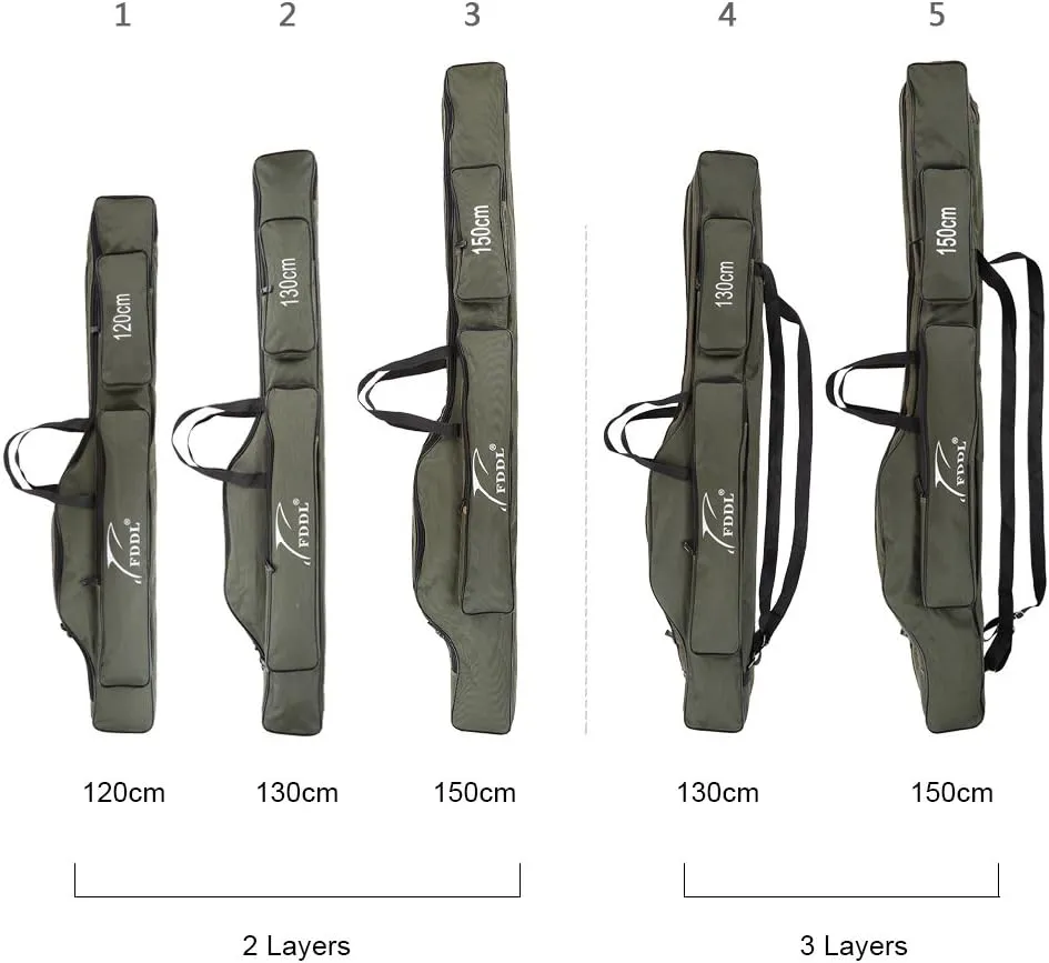 Lixada 120/130/150cm Portable Plegable Barra de Pesca Carrier Lienzo de Pesca Herramientas de Bolsa de Almacenamiento Caso