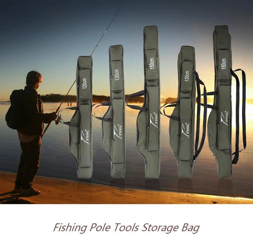 Lixada 120/130/150cm Portable Plegable Barra de Pesca Carrier Lienzo de Pesca Herramientas de Bolsa de Almacenamiento Caso