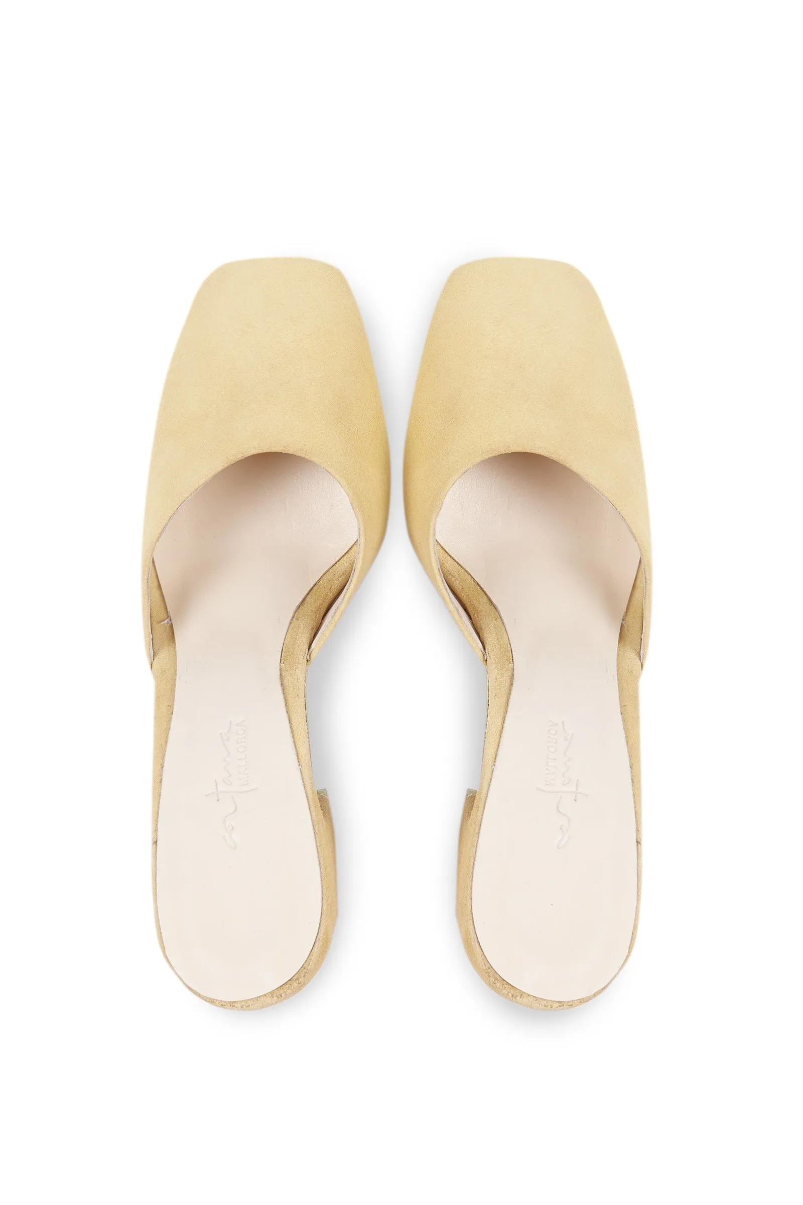 Luna, mule in light yellow suede