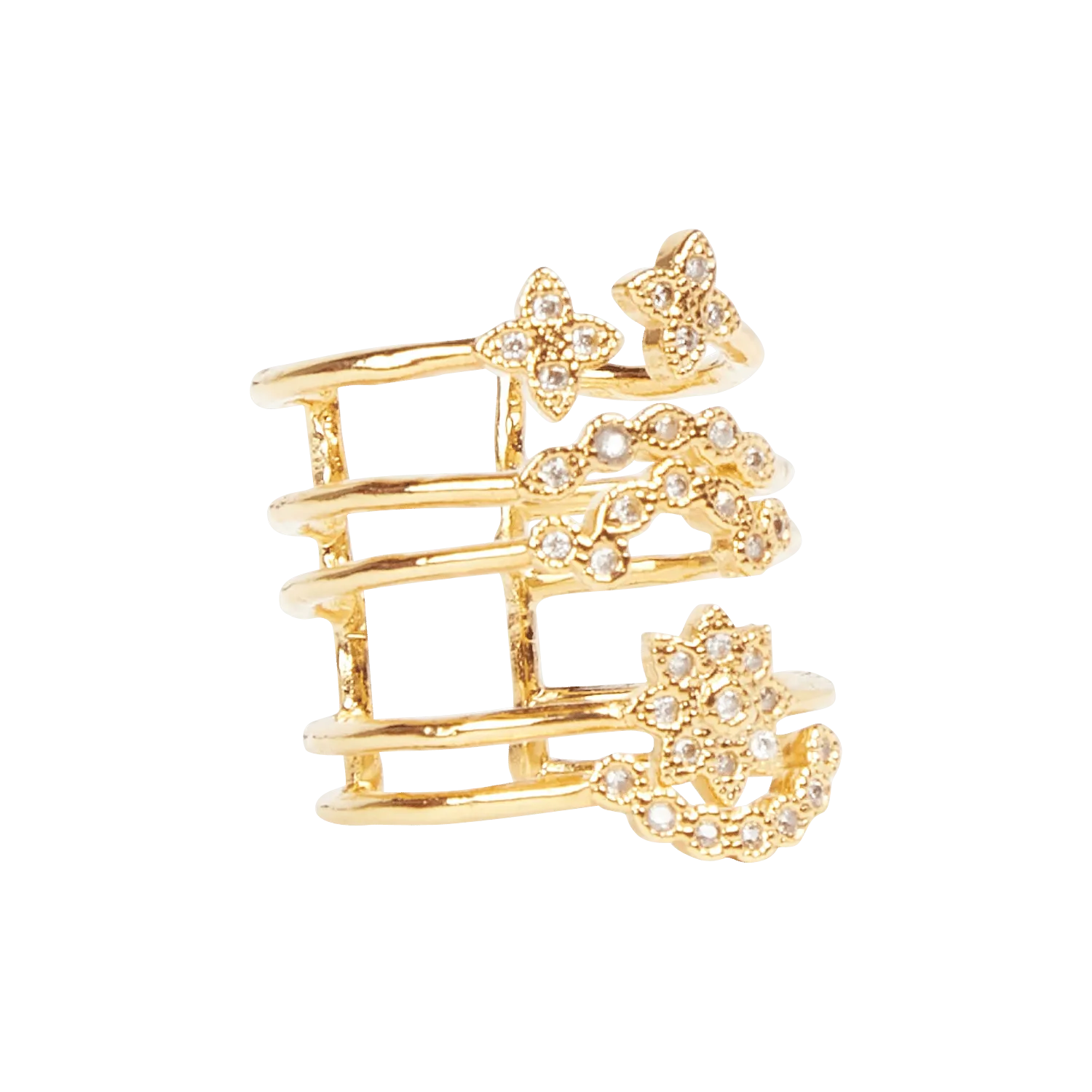 MAJE Anillo de varios aros con piedras en dorado