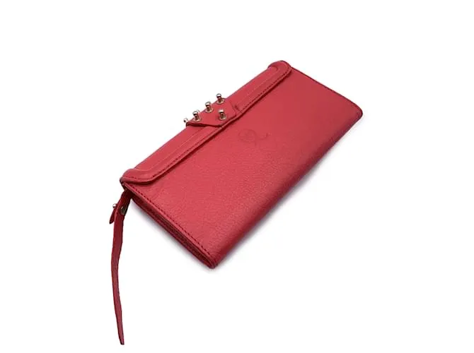 Mcq Alexander ueen Cartera continental con tachuelas de cuero rojo Roja 