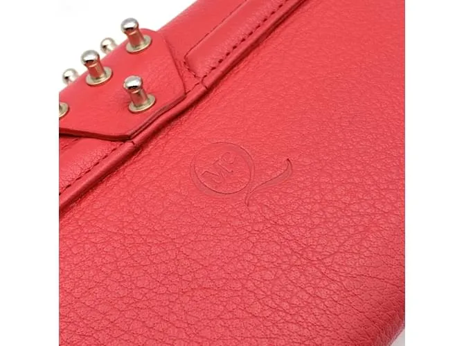 Mcq Alexander ueen Cartera continental con tachuelas de cuero rojo Roja 