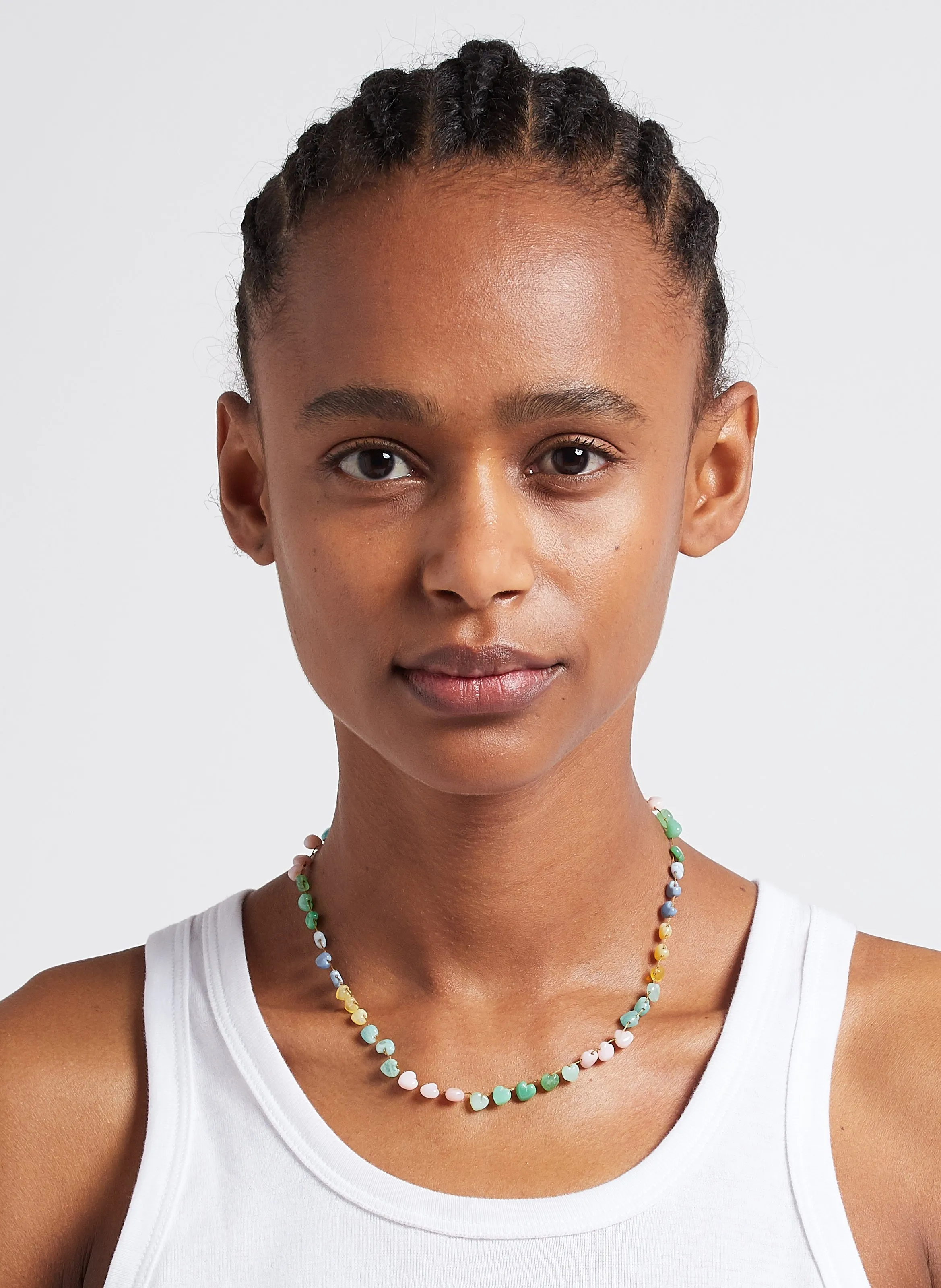 MON PRECIEUX GEM COEUR  COLLAR DE CORAZONES DE PIEDRAS NATURALES EN MULTICOLOR