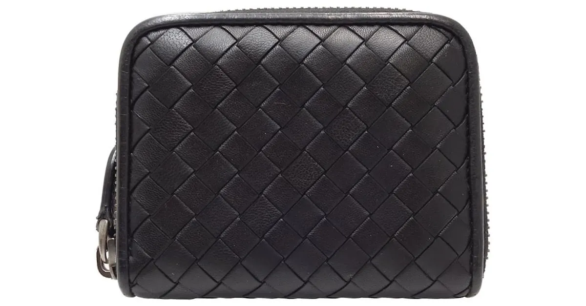 Monedero de cuero Intrecciato de Bottega Veneta Negro 