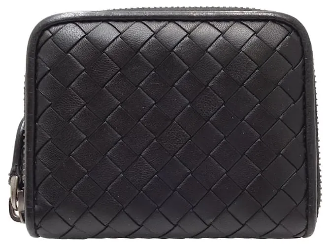 Monedero de cuero Intrecciato de Bottega Veneta Negro 