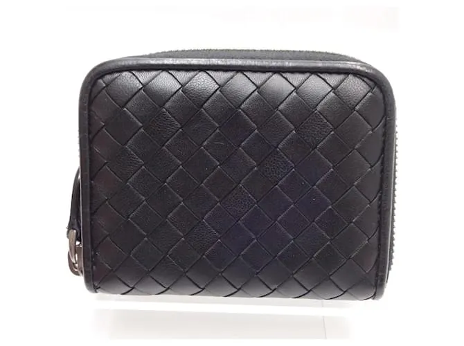 Monedero de cuero Intrecciato de Bottega Veneta Negro 