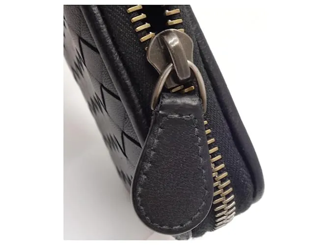 Monedero de cuero Intrecciato de Bottega Veneta Negro 
