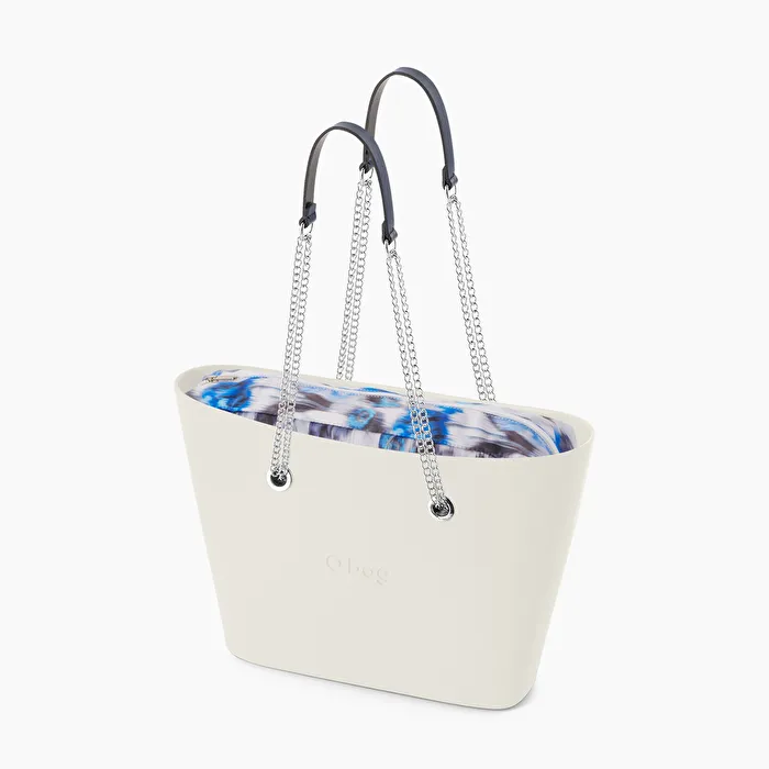 O bag urban leche crepe de chine y azul imperial