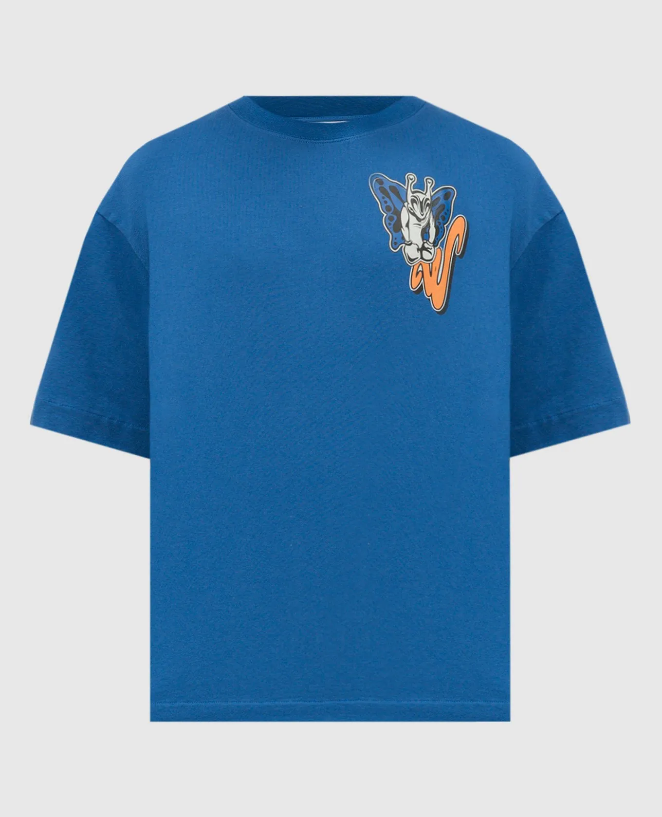 OFFWHITE BLUE TSHIRT WITH A LOOSE CUT AND A PRINT