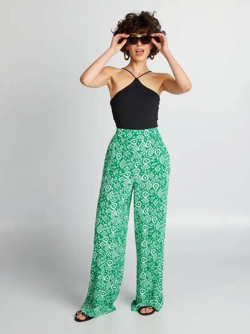 PANTALóN ANCHO ESTAMPADO  VERDE