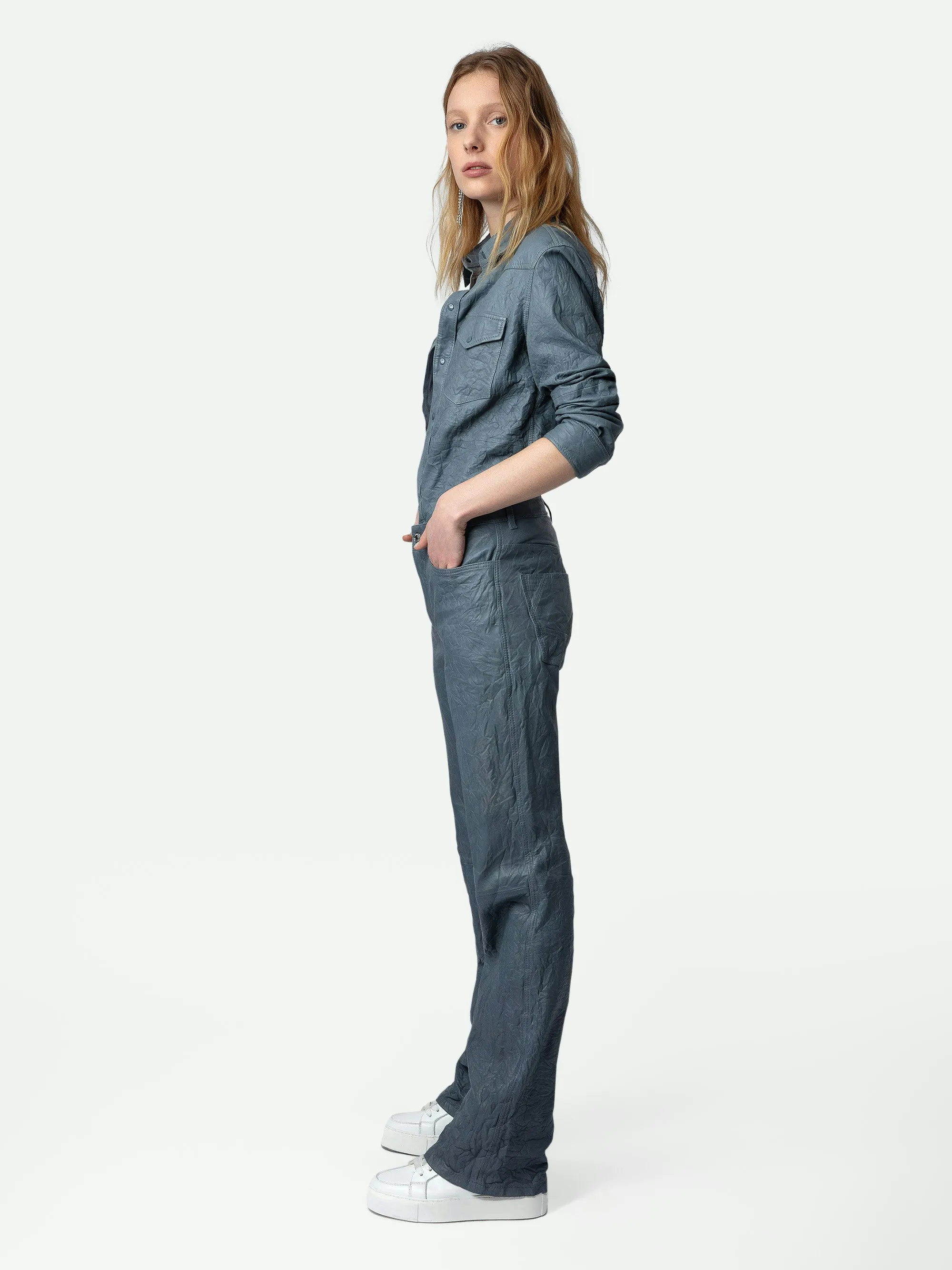 Pantalón de Piel Arrugada Pistol