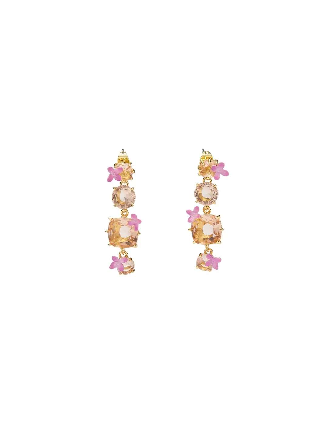 Pendientes 4 piedras y flores
