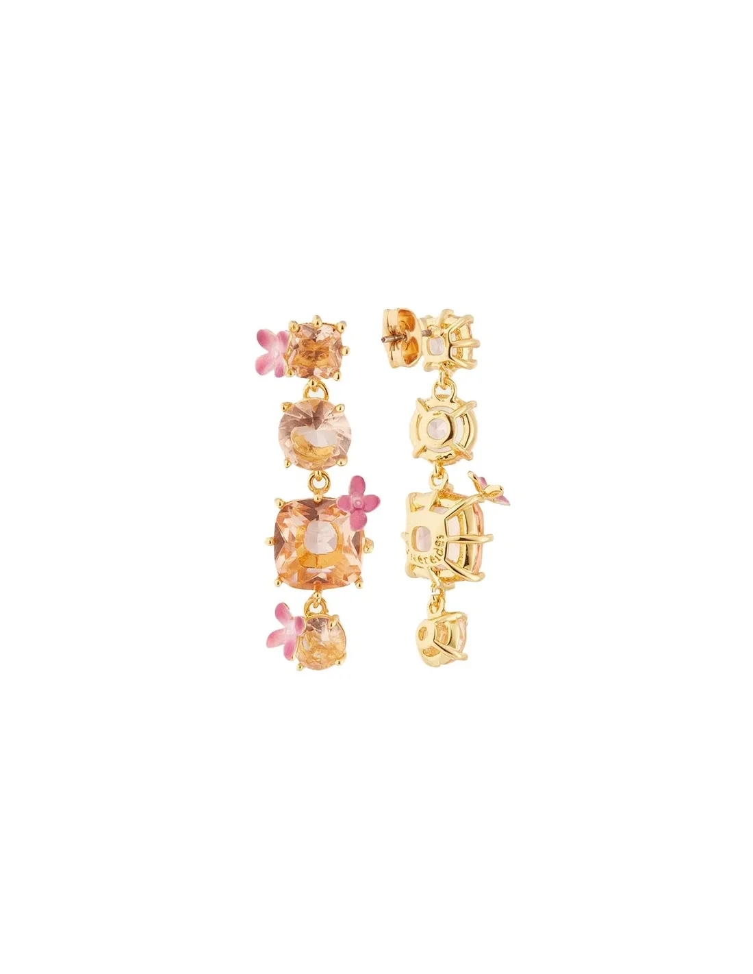 Pendientes 4 piedras y flores