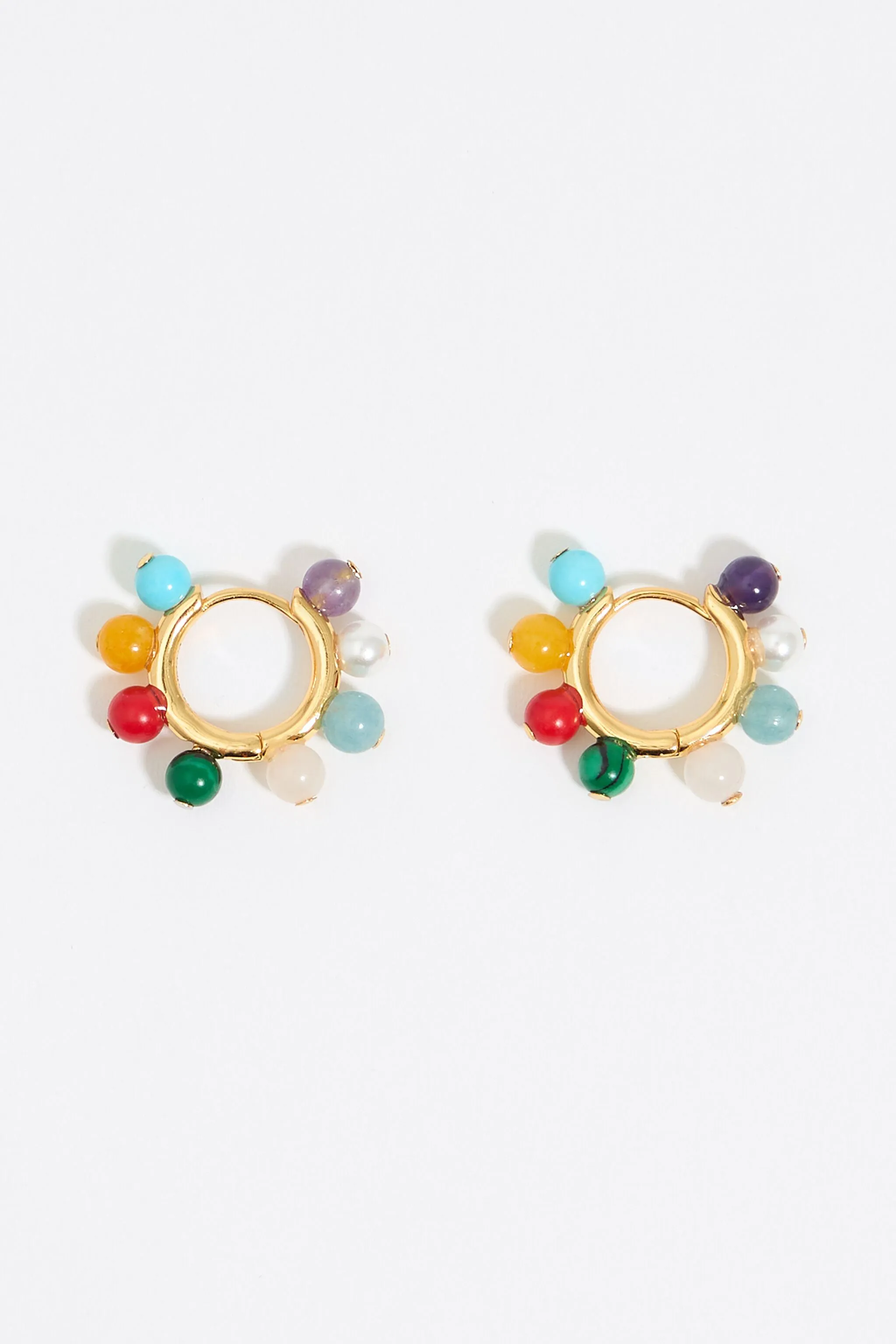 Pendientes aro dorado piedras multicolores