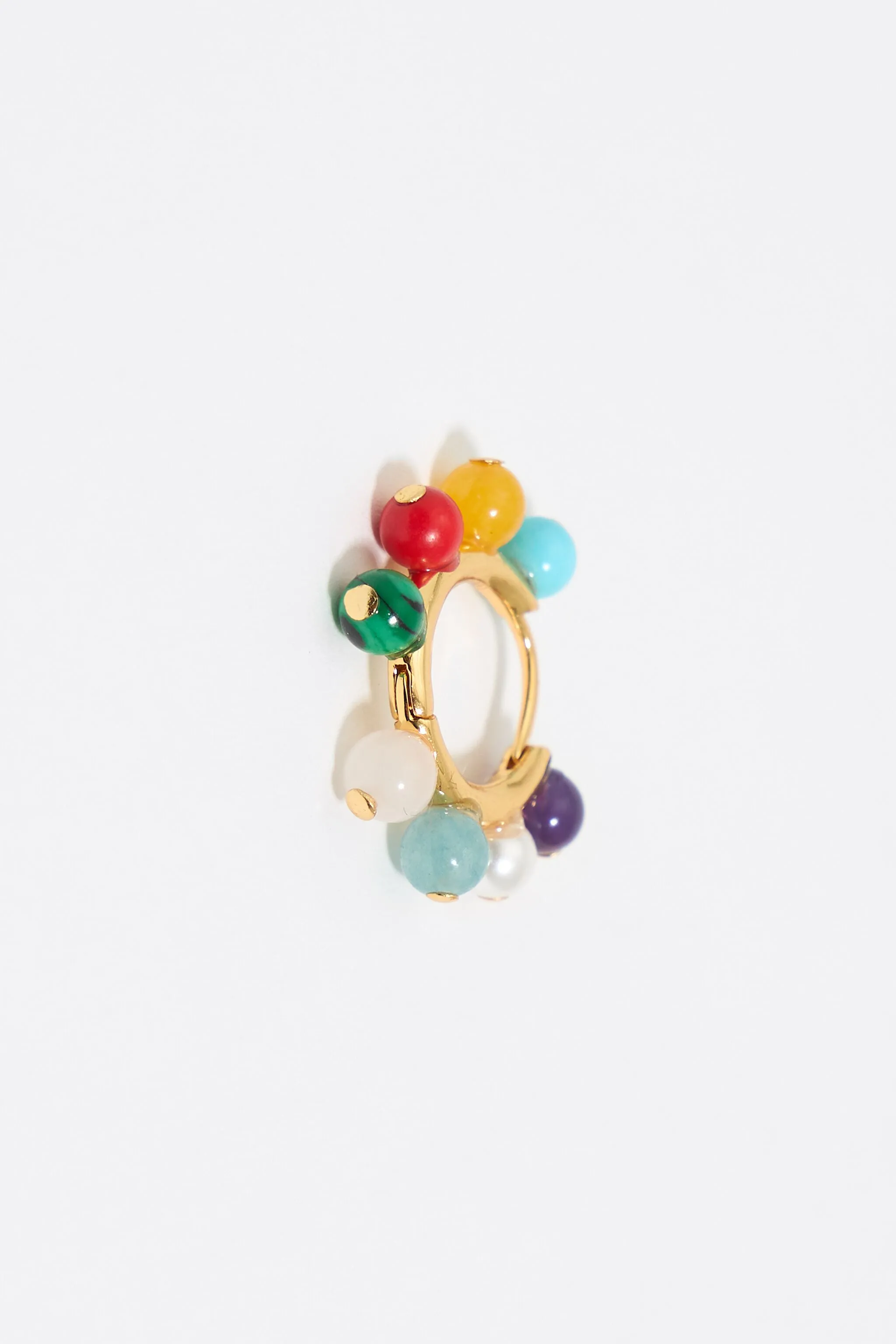 Pendientes aro dorado piedras multicolores