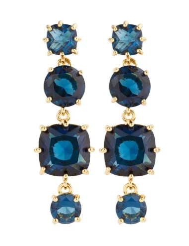 Pendientes bolitas 4 piedras La Diamantine azul océano