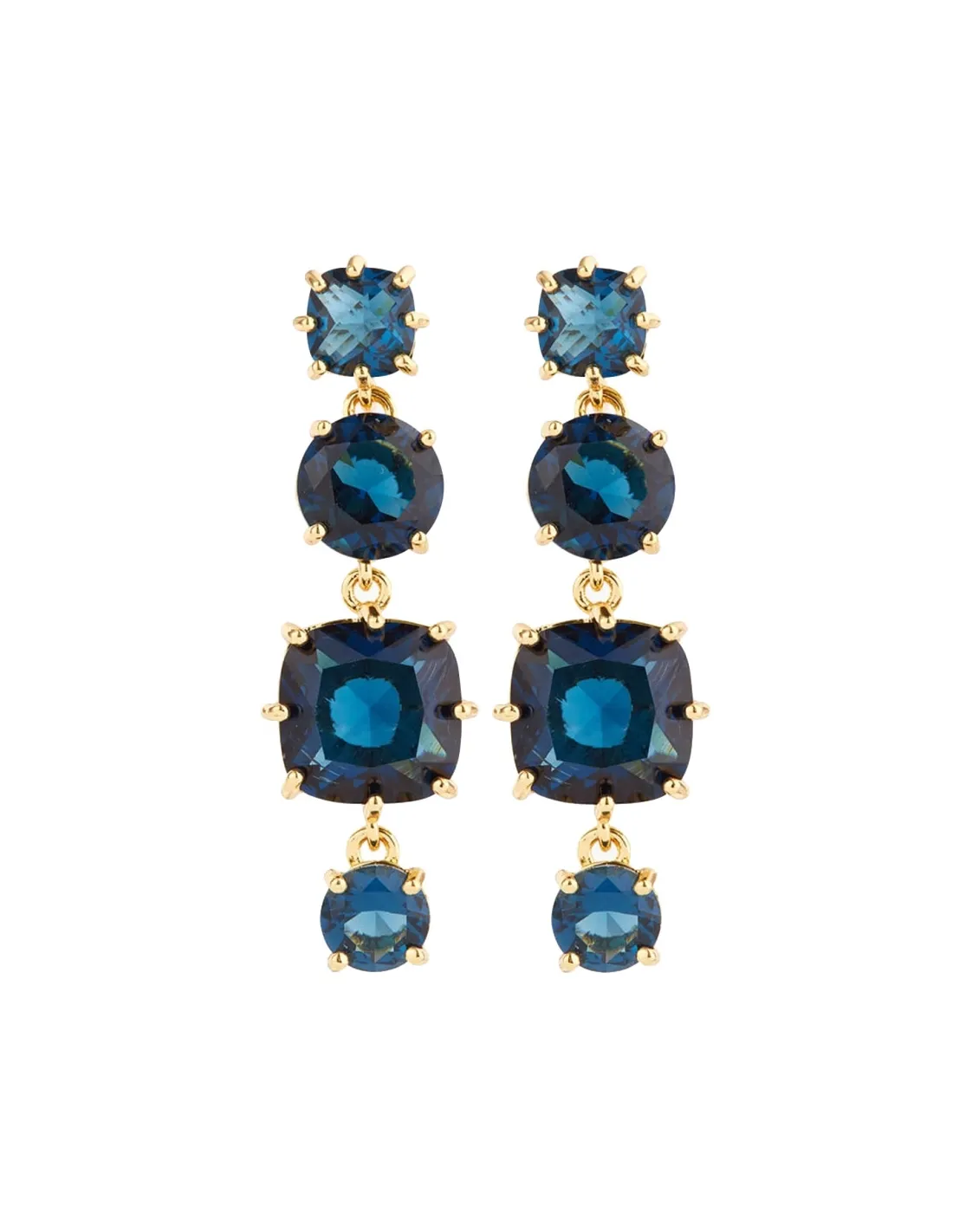 Pendientes bolitas 4 piedras La Diamantine azul océano