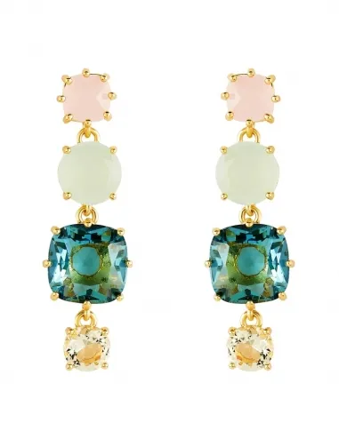 Pendientes bolitas 4 piedras La Diamantine multicolor