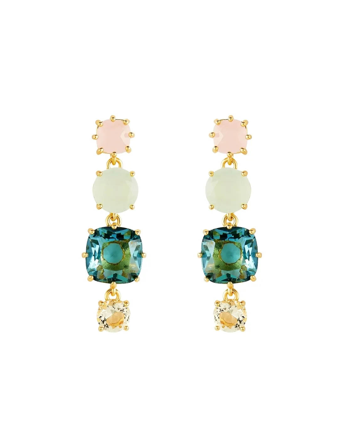 Pendientes bolitas 4 piedras La Diamantine multicolor