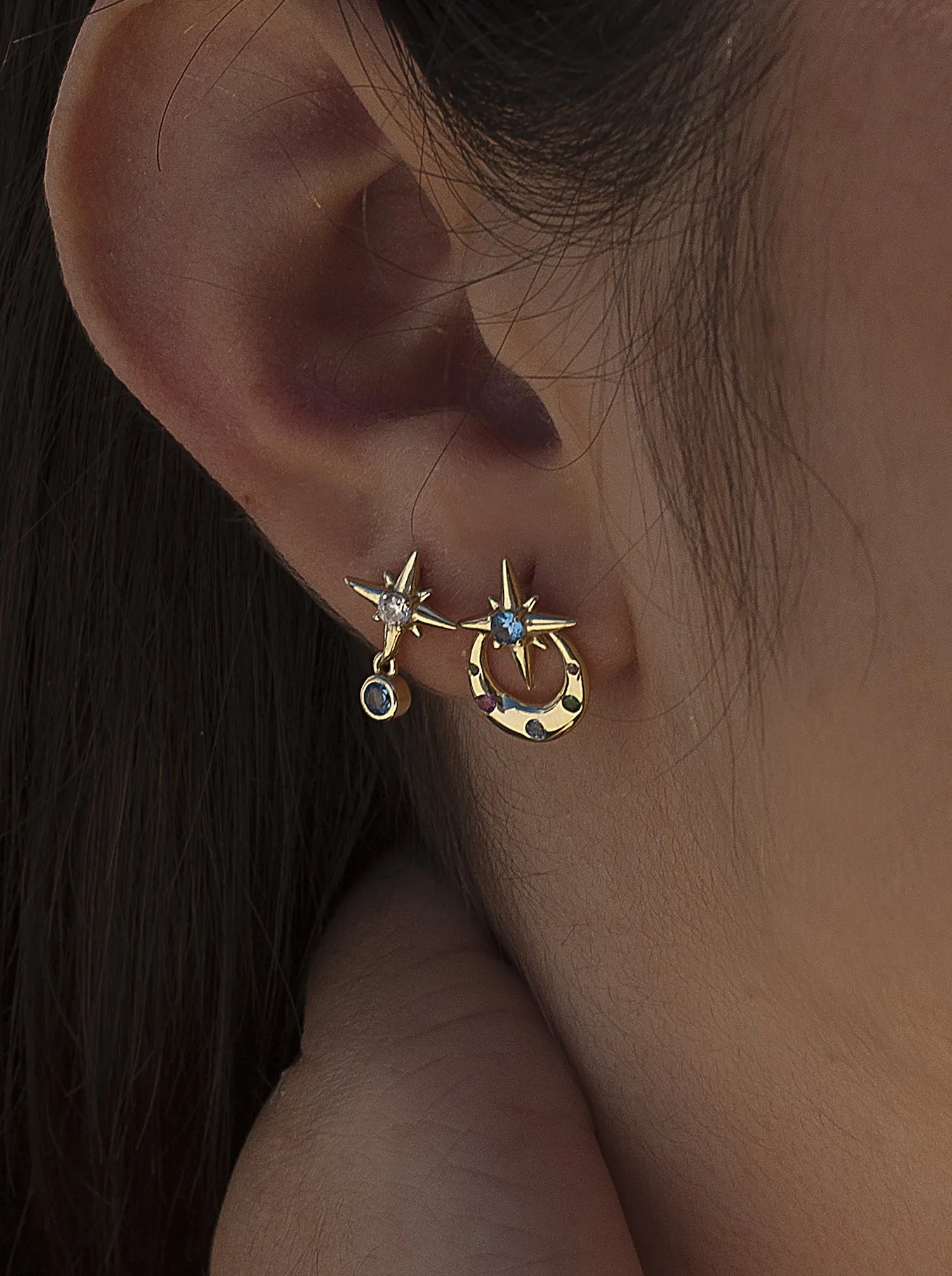 Pendientes con piedras de colores diseo universo