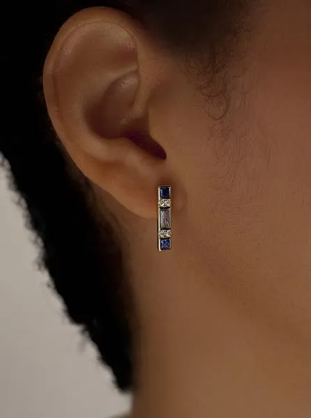 Pendientes con piedras diseo tonos azules