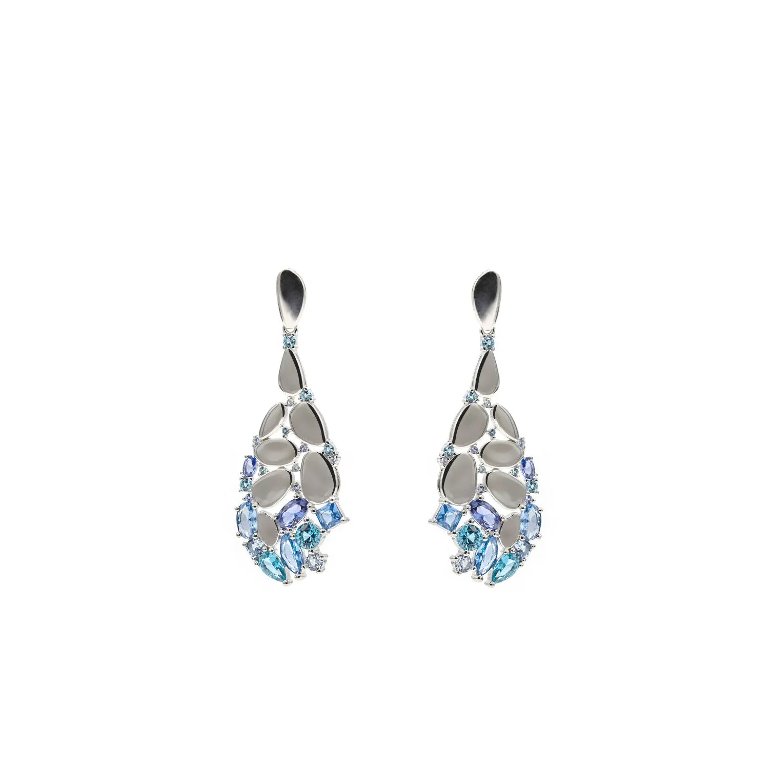 Pendientes de piedras de colores de tonos azules
