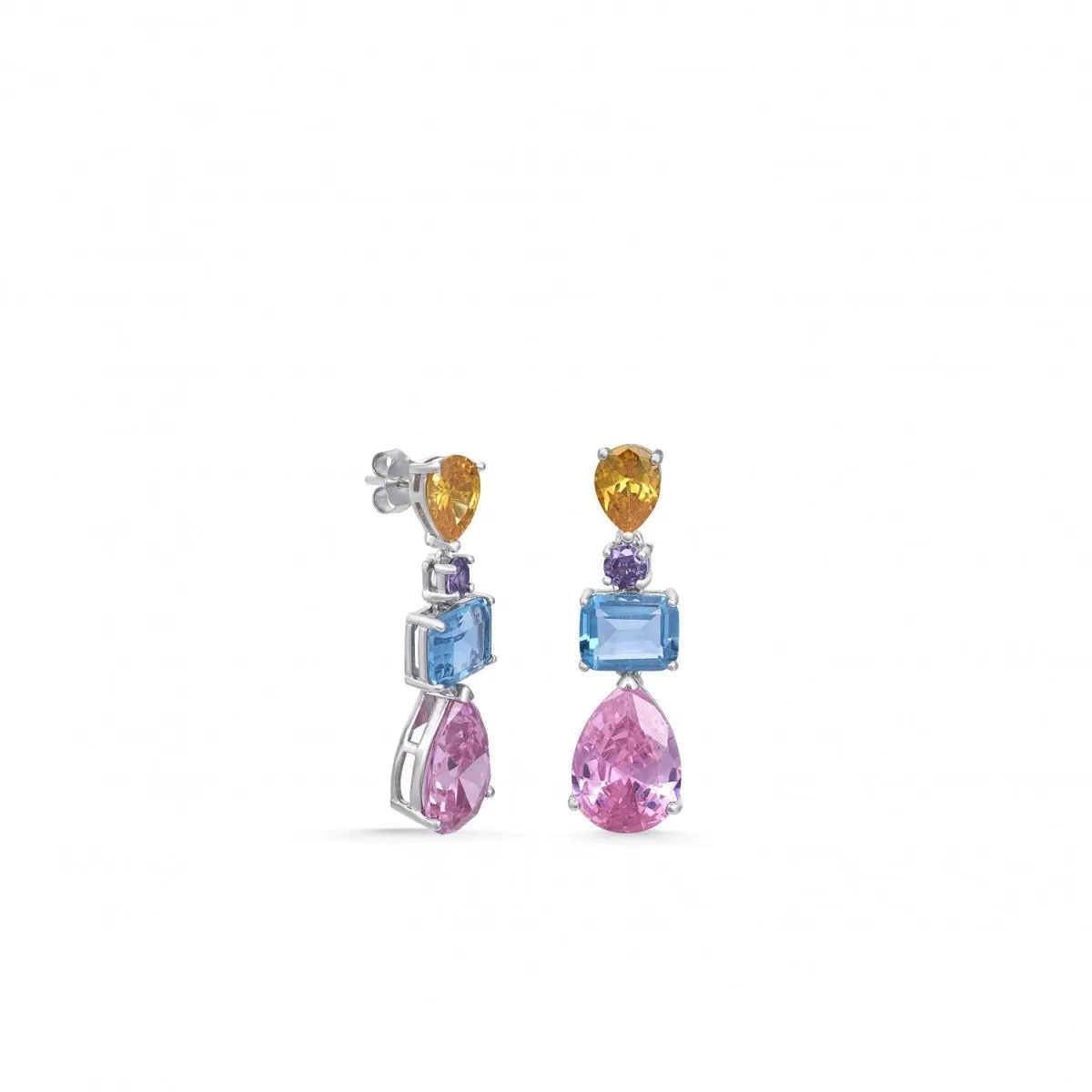 Pendientes de piedras de colores diseo colgante con gemas