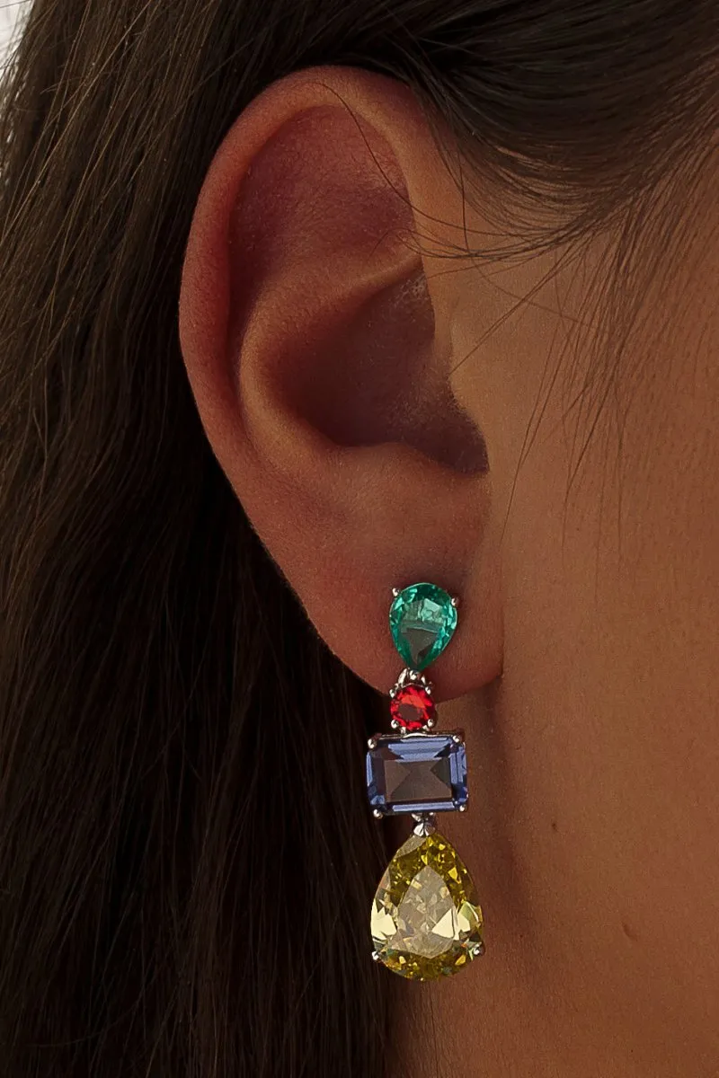 Pendientes de piedras de colores diseo colgante en diferentes tallas