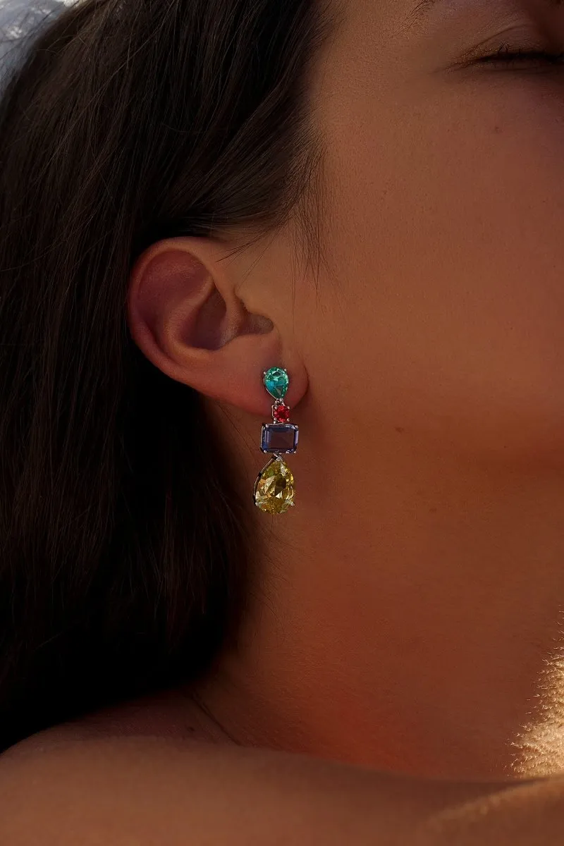 Pendientes de piedras de colores diseo colgante en diferentes tallas