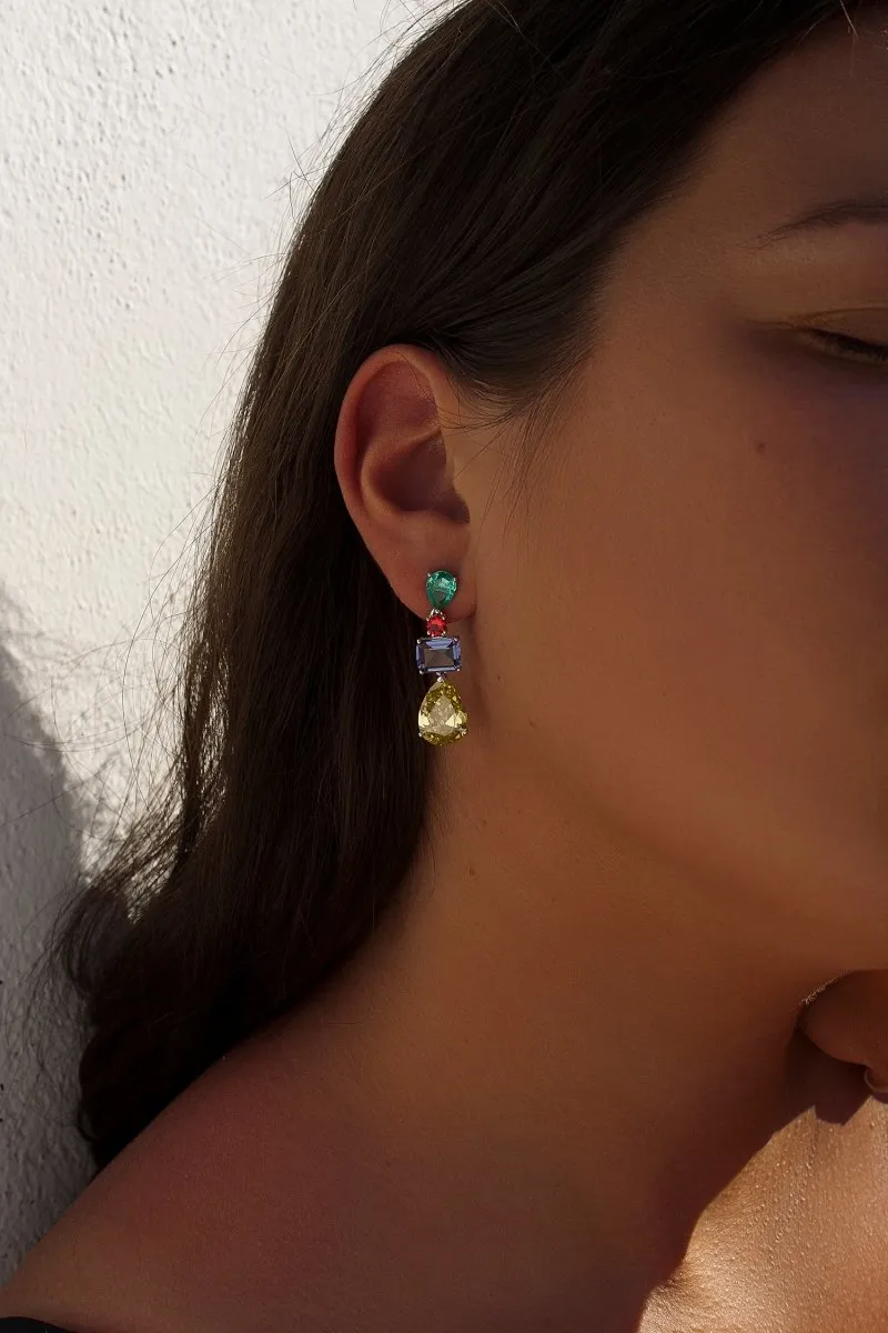 Pendientes de piedras de colores diseo colgante en diferentes tallas