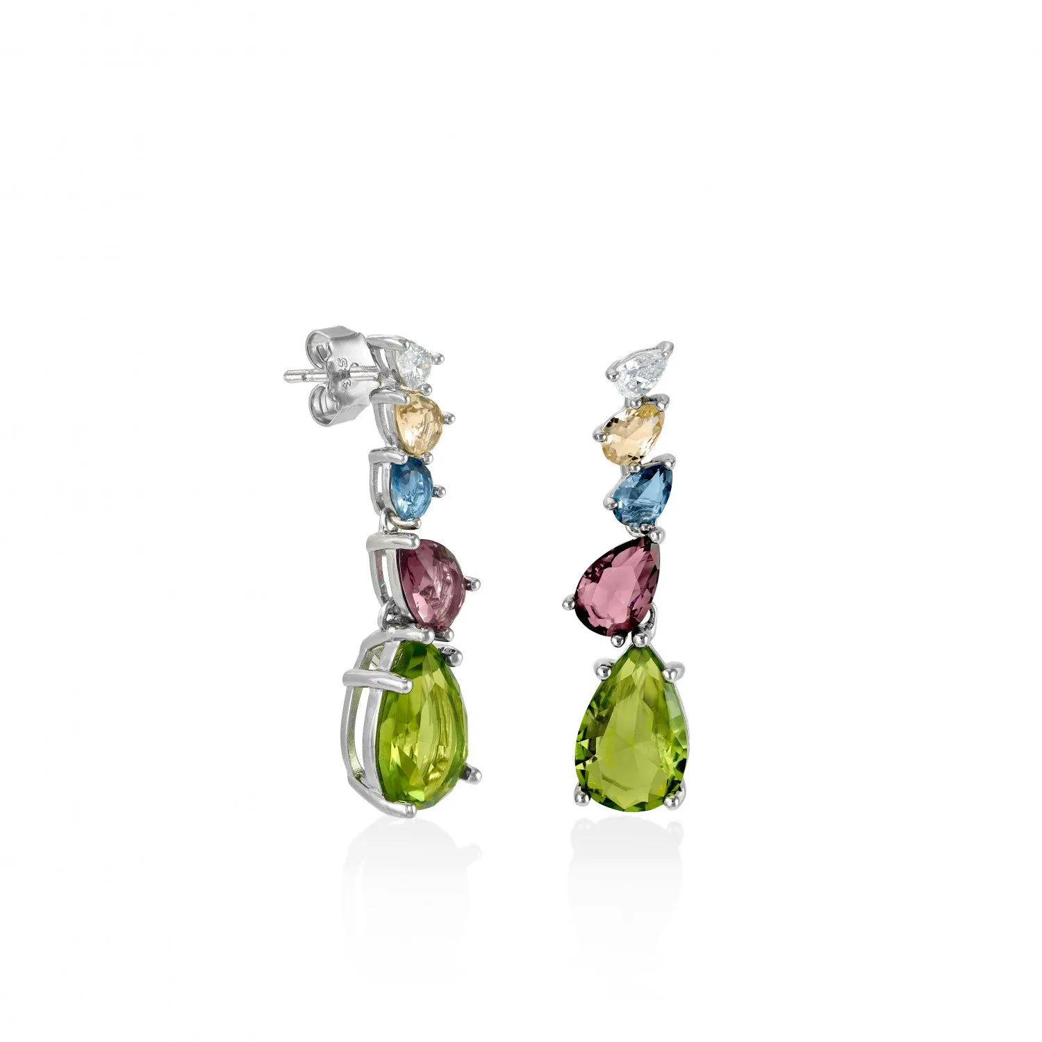 Pendientes de piedras de colores diseo de cinco cuarzos