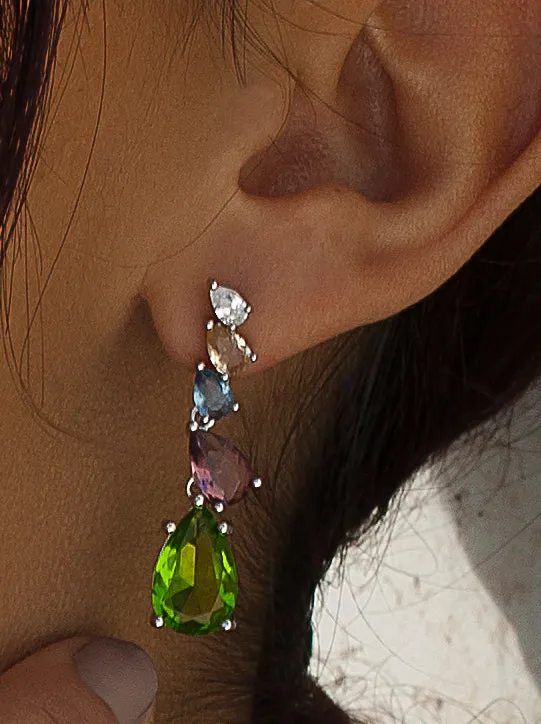 Pendientes de piedras de colores diseo de cinco cuarzos