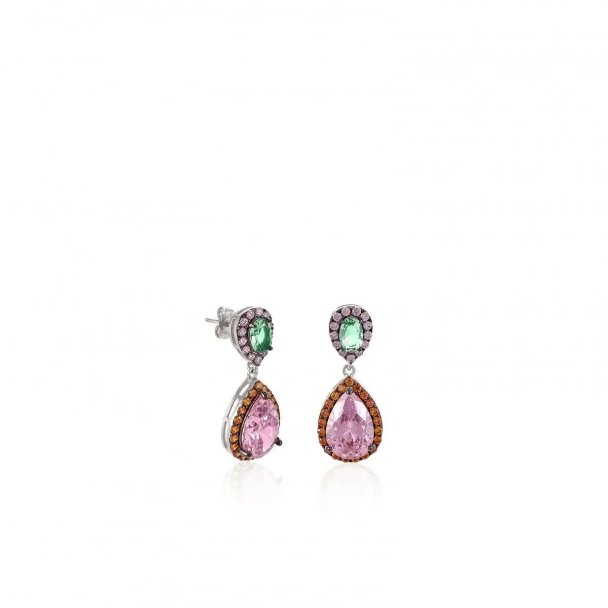 Pendientes de piedras de colores diseo de doble lágrima