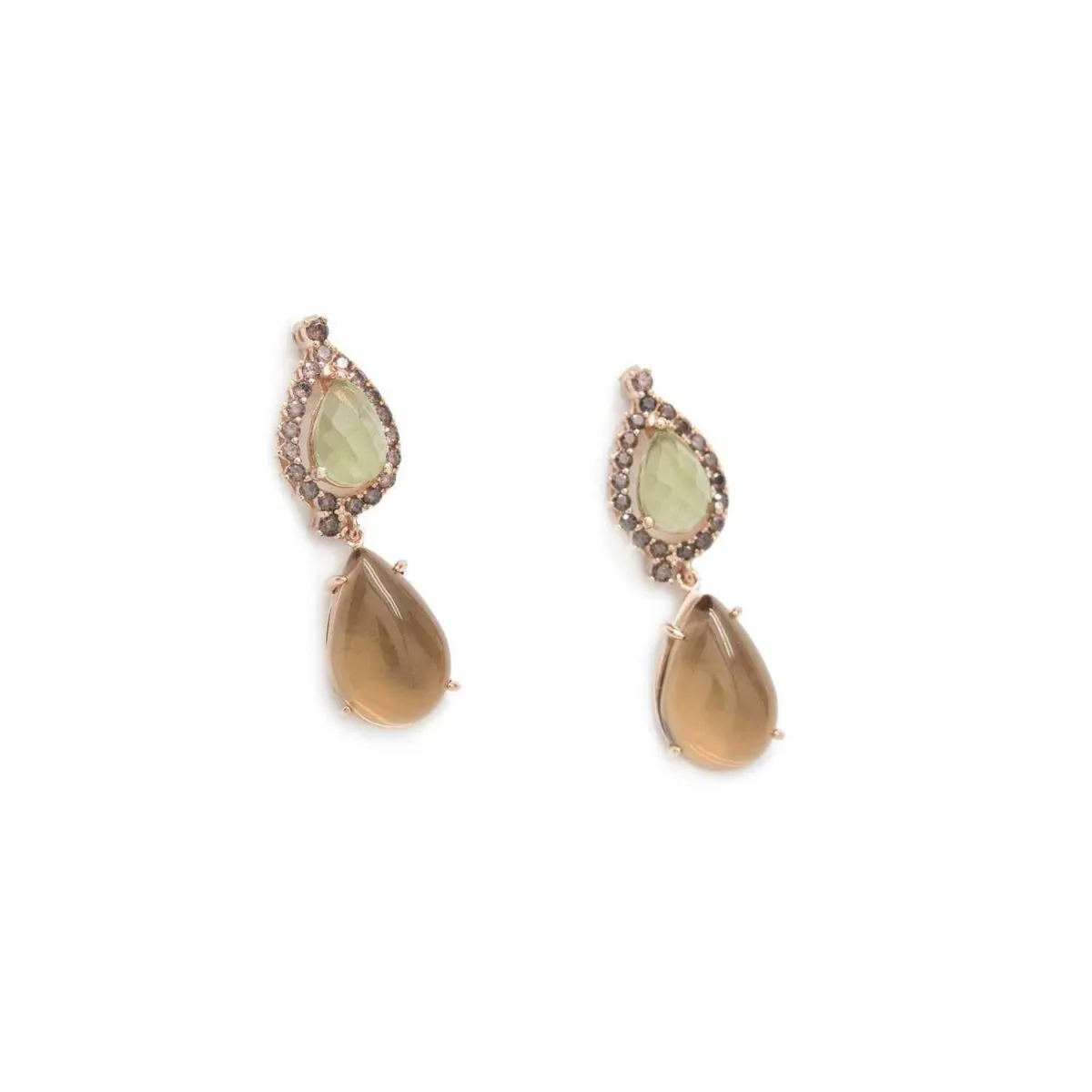 Pendientes de piedras de colores diseo de gota en tonos miel