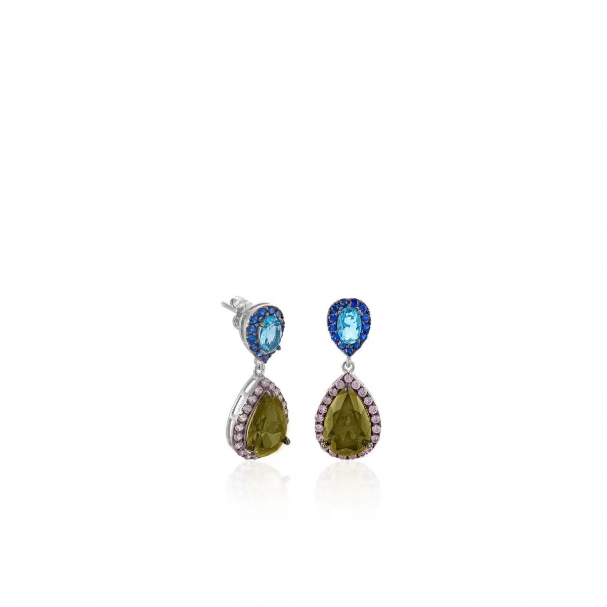 Pendientes de piedras de colores diseo de lágrima