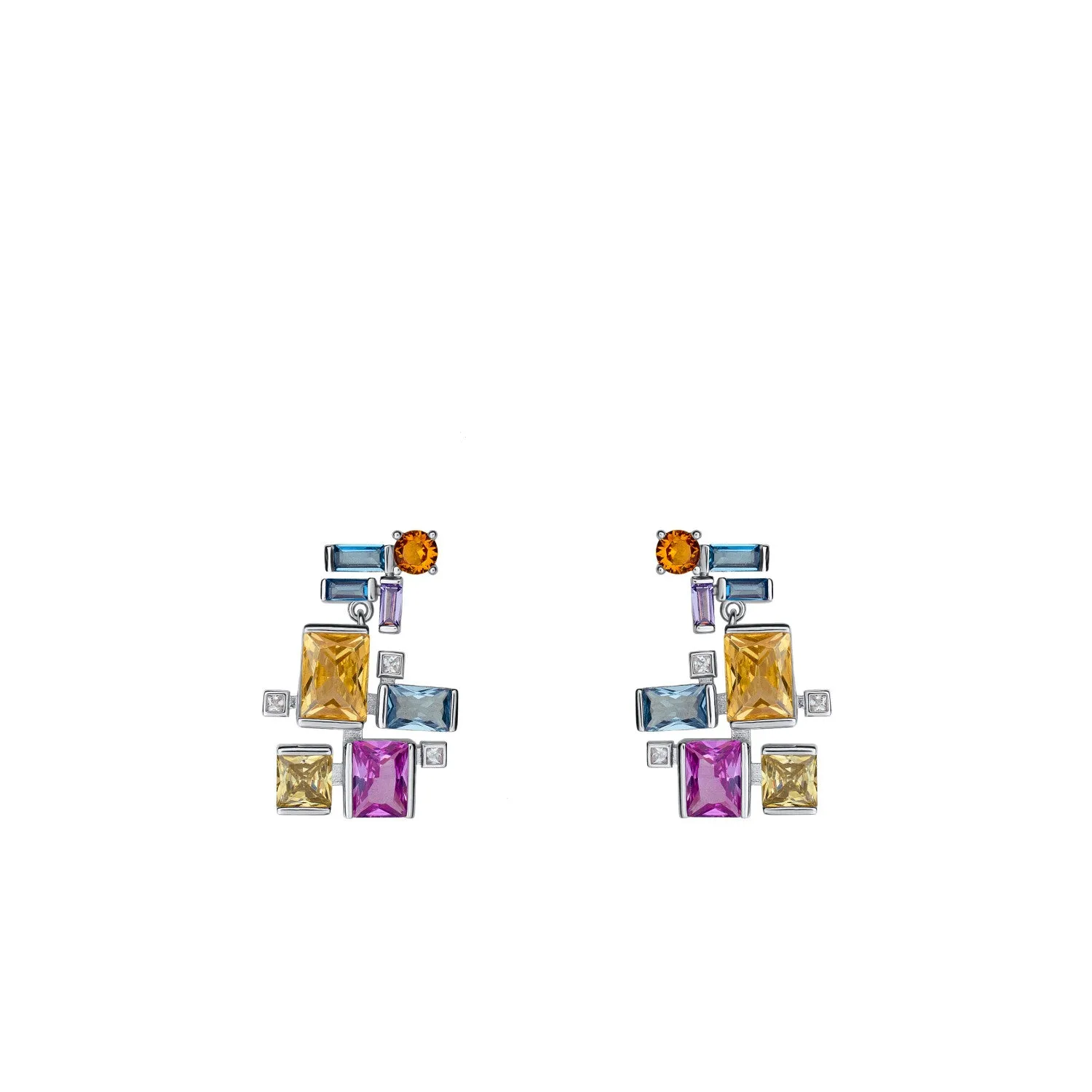 Pendientes de piedras de colores diseo geométrico multicolor