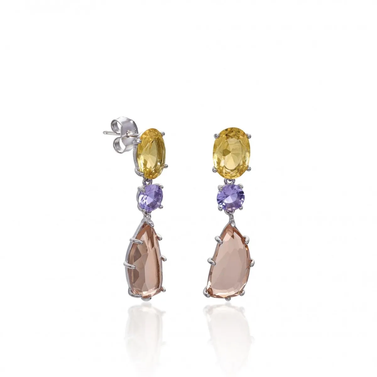 Pendientes de piedras de colores diseo irregular