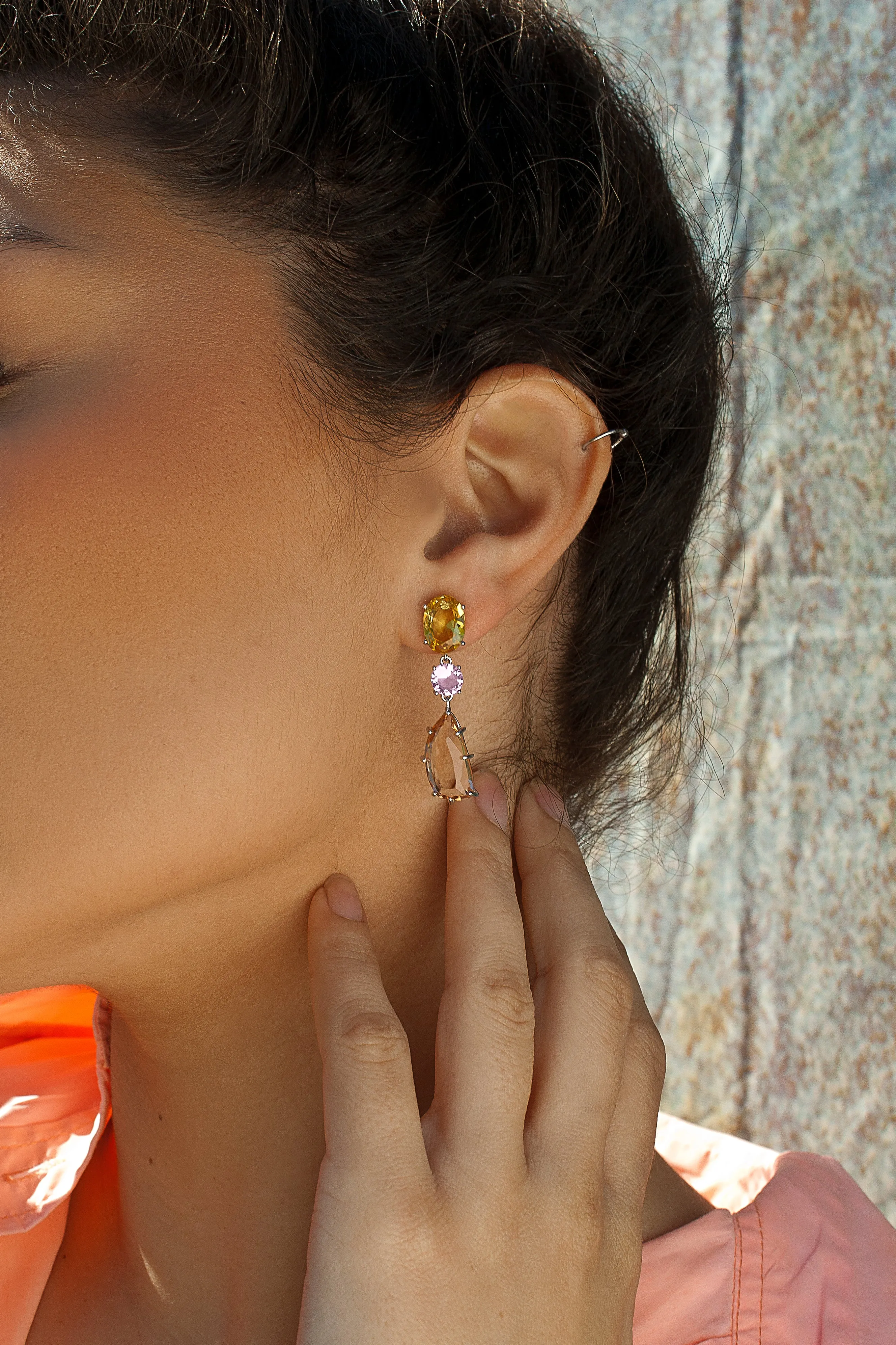Pendientes de piedras de colores diseo irregular