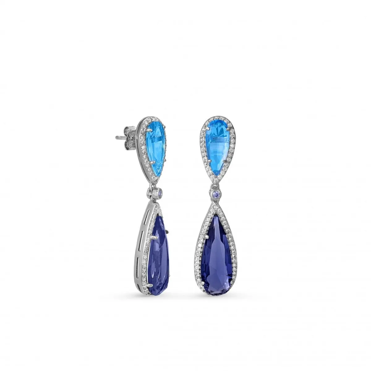 Pendientes de piedras de colores diseo lágrima con circonitas