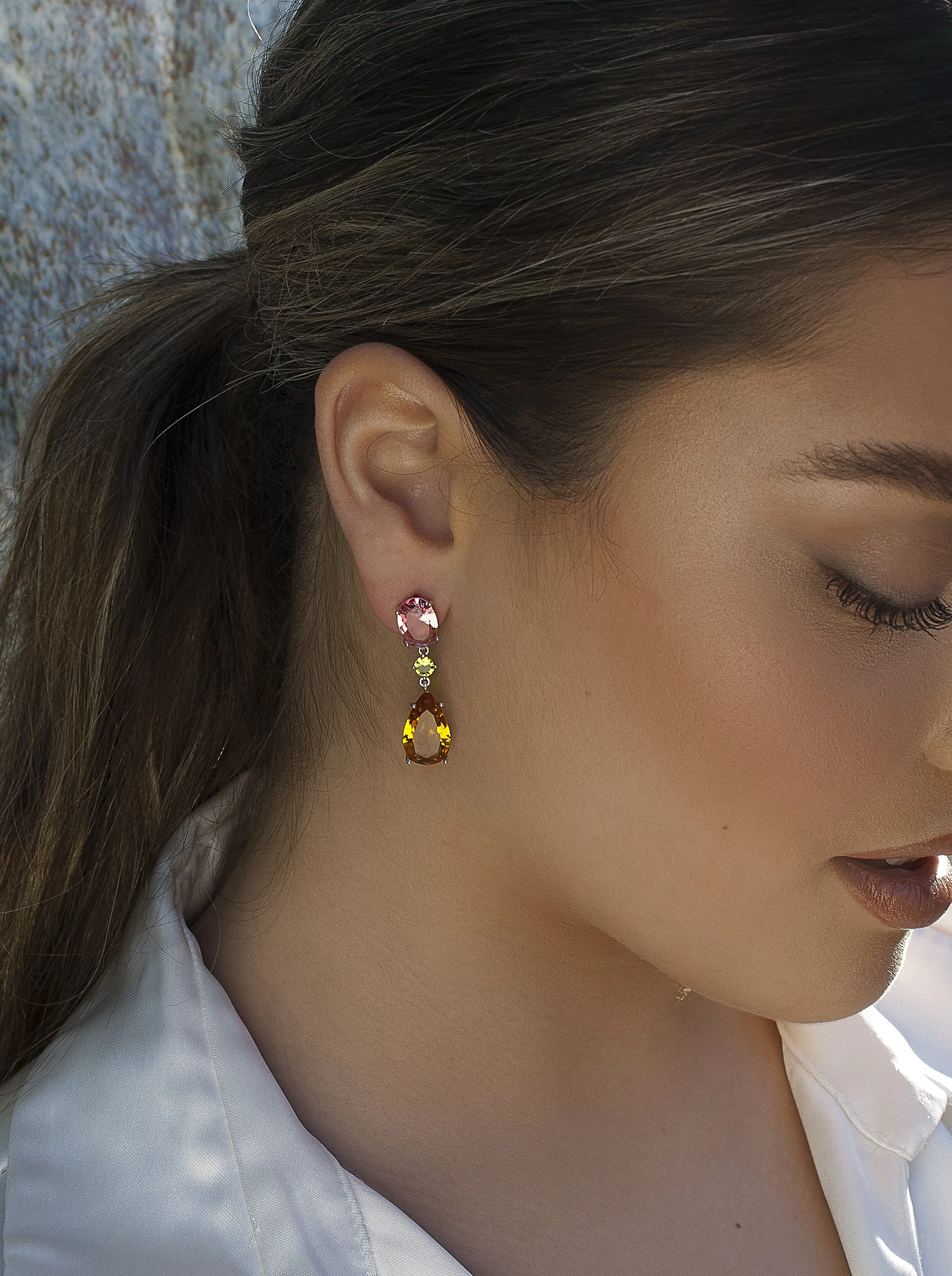 Pendientes de piedras de colores diseo multicolor