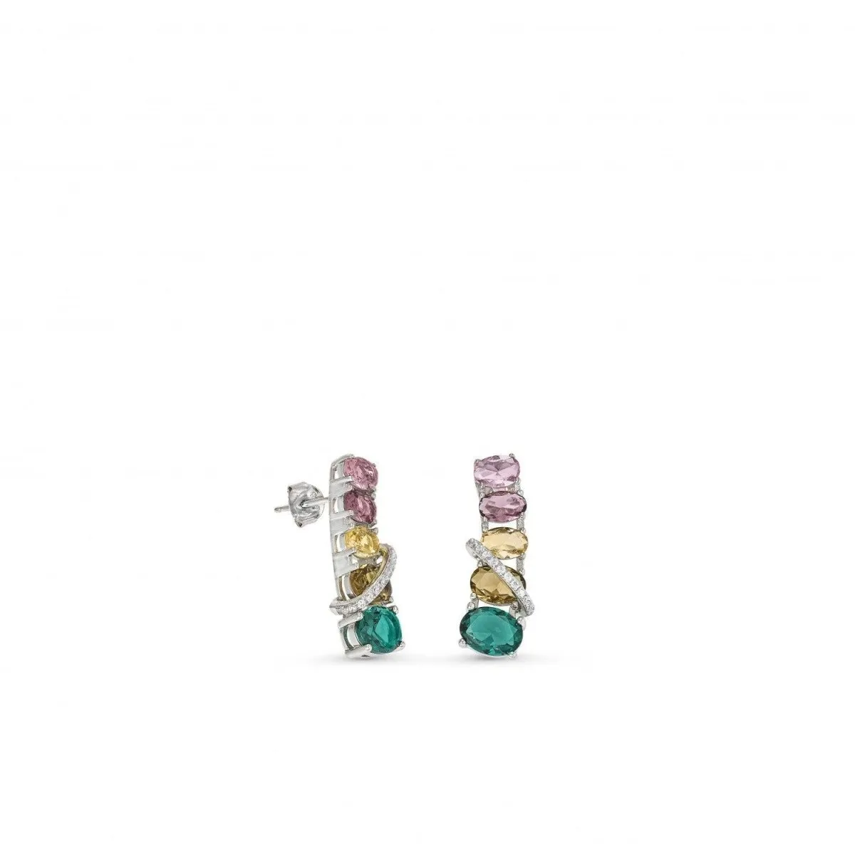 Pendientes de piedras de colores diseo vertical